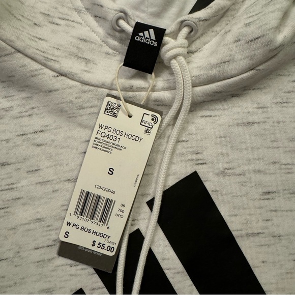 NWT Adidas white / heather gray hoodie - size small - Picture 2 of 6